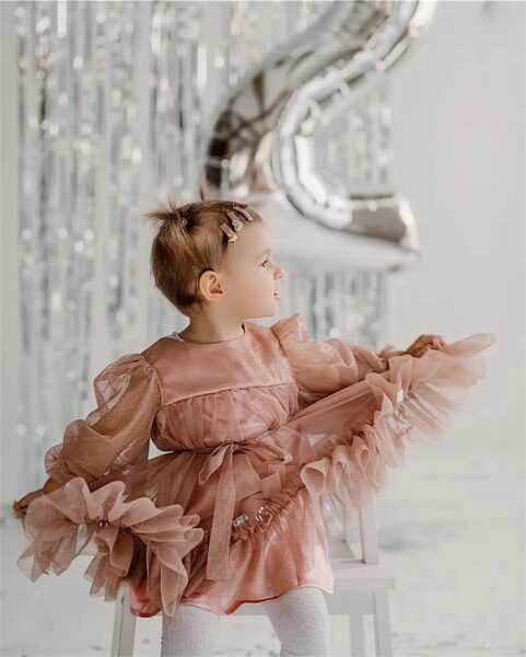 "STAR DUSTY ROSE" GIRL'S DRESS