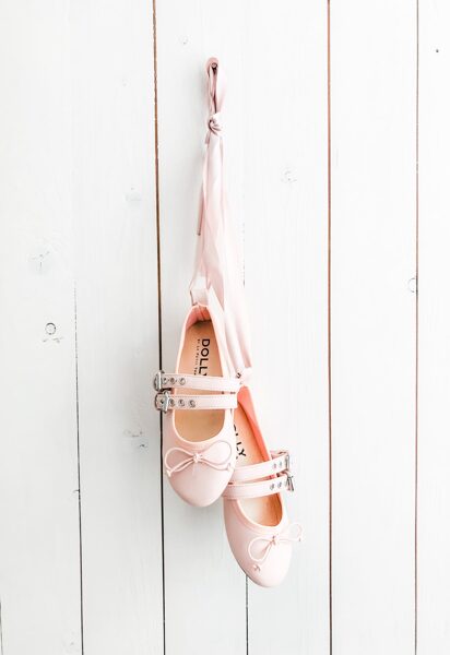 DOLLY BUCKLE BELT BALLERINAS WITH RIBBONS ( INCLUDING FREE BUCKLE WAIST BELT!) PINK