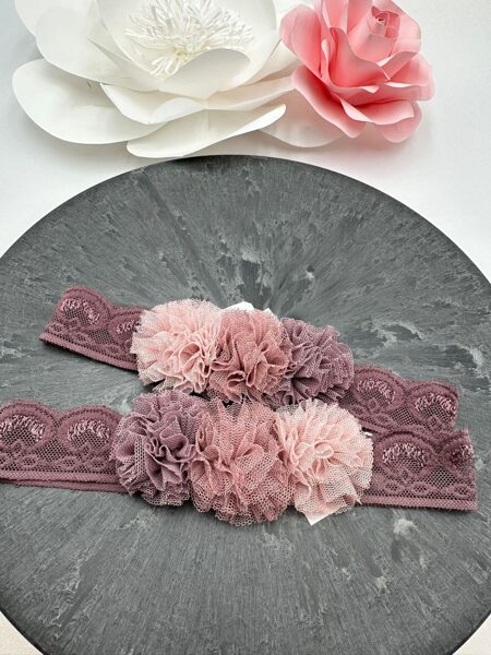 LACE HAIR BAND WITH PINK FLOWERS