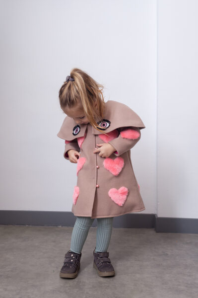 PINK COAT WITH HEARTS AND EYES