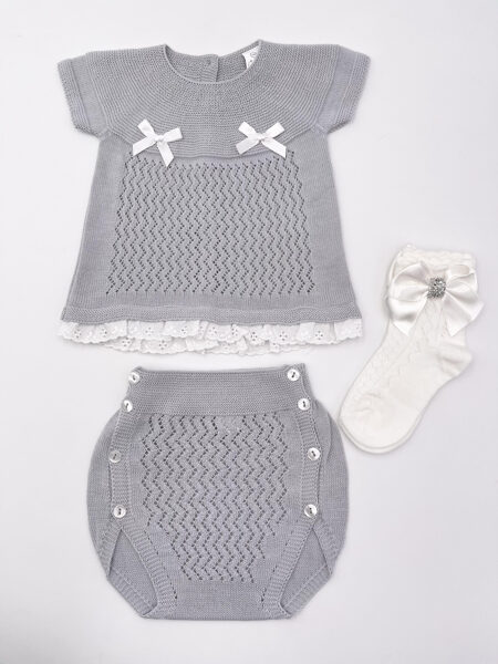 KNITTED TWO-PIECE SET - GRAY